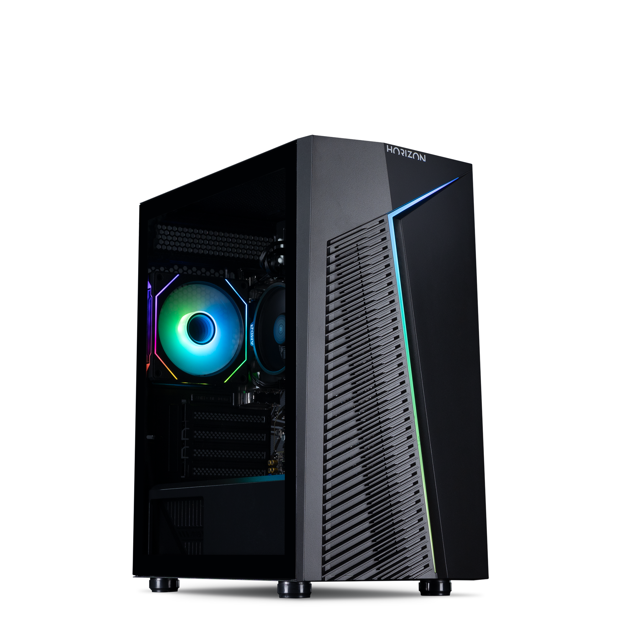 A black mid-tower gaming PC