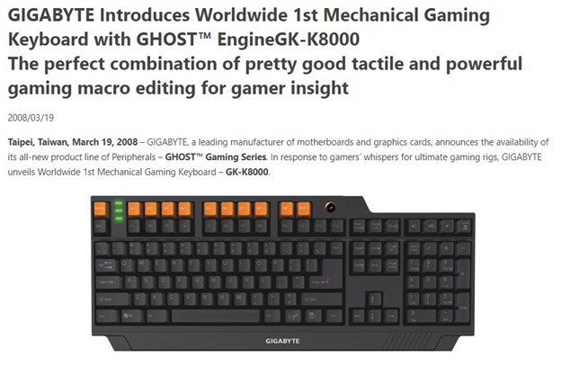 The Worlds 1st Mechanical RGB Gaming Keyboard - The Gigabyte GK-K8000