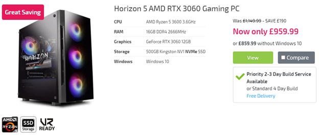 horizon 5 amd rtx 3060 gaming pc