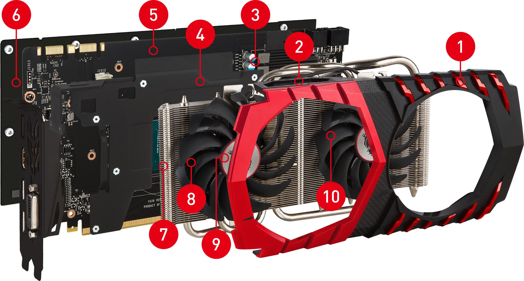 GTX 1080 GAMING X 8G exploded view