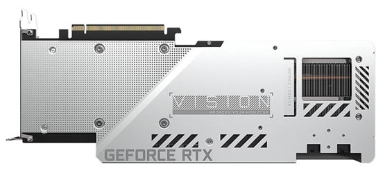 Rear of the graphics card, displaying the metal back plate