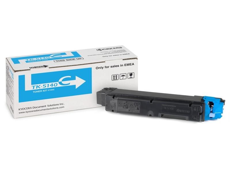 Kyocera TK-5140C (Yield: 5,000 Pages) Cyan Laser Toner Cartridge