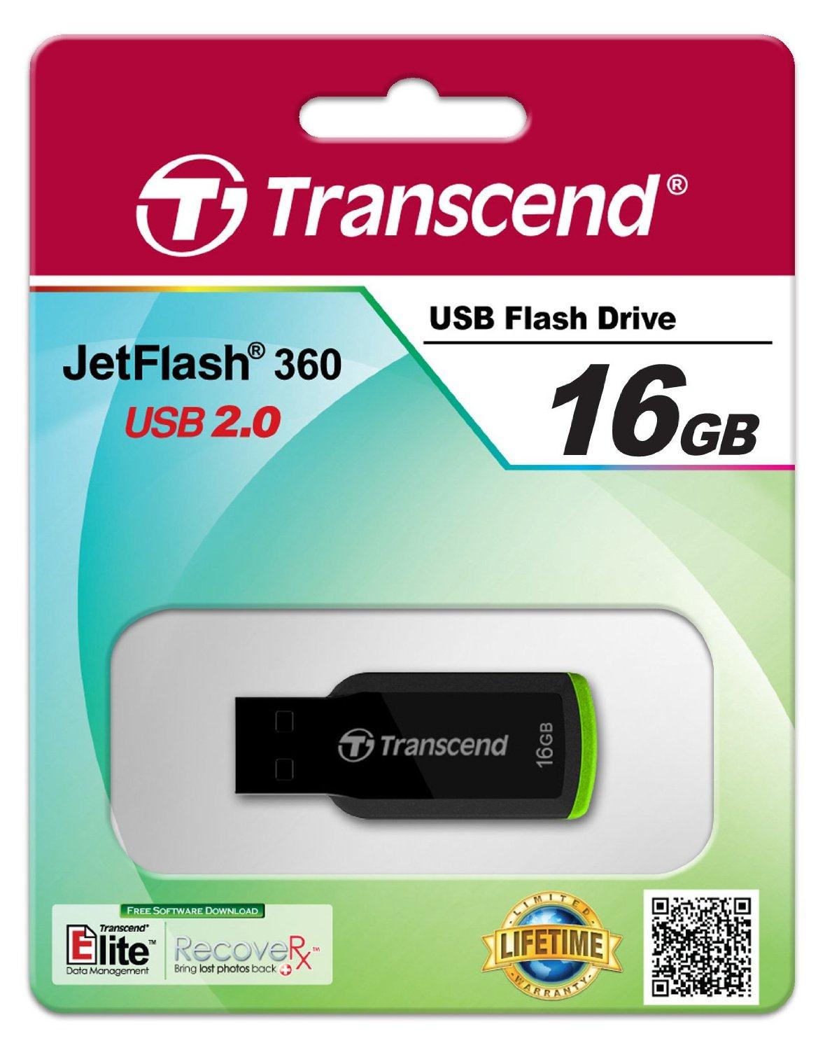 Transcend JetFlash 360 16GB USB 2.0 Drive (Black) - TS16GJF360 | CCL ...