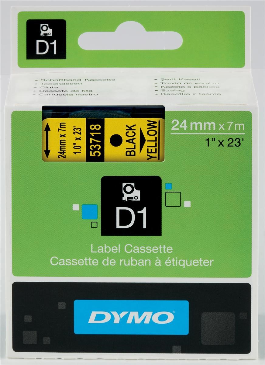 Dymo D1 (24mm) Gloss Tape (Black on Yellow)