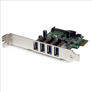 StarTech.com 4 Port PCI Express PCIe SuperSpeed USB 3.0 Controller Card Adaptor with SATA Power (Low Profile)