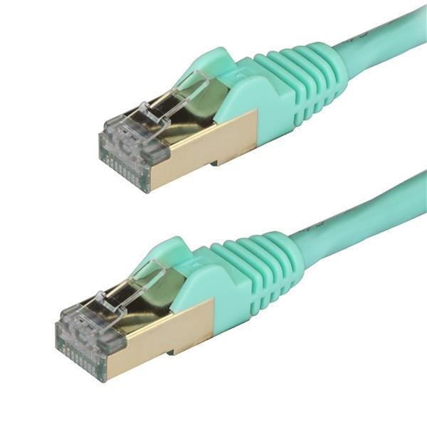 Photos - Ethernet Cable Startech.com 0.5m CAT6A Patch Cable  6ASPAT50CMAQ (Aqua)