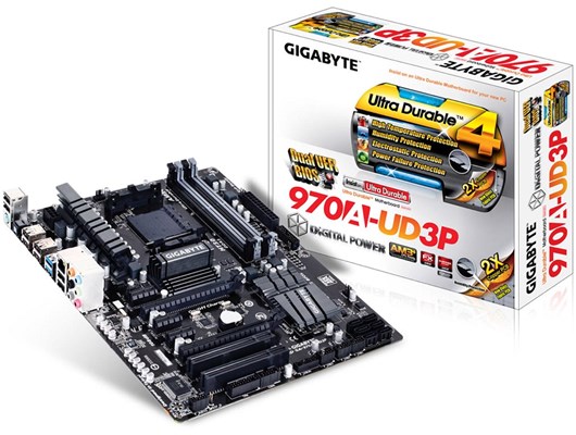 Gigabyte 970A-UD3P Motherboard Socket AM3+ AMD 970 SB950 DDR3 SATA RAID ...