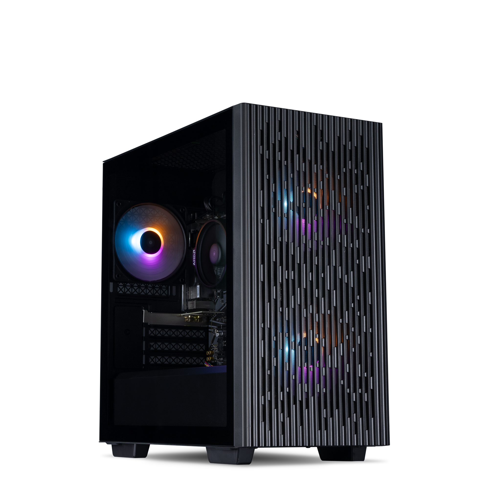 A black mid-tower gaming PC