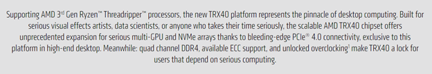 AMD 3rd Generation Ryzen Threadripper description from AMD
