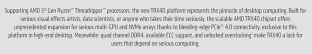 AMD 3rd Generation Ryzen Threadripper description from AMD