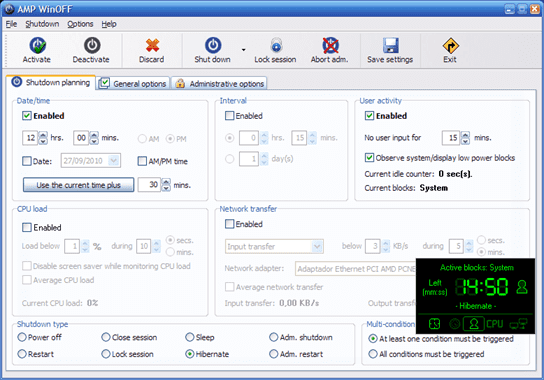 AMP WinOFF software screenshot