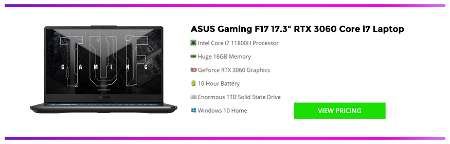 ASUS Gaming F17 17.3-inch RTX 3060 Core i7 11800H Laptop