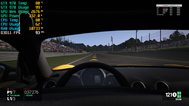 Example OSD Project Cars Overlay Benchmark