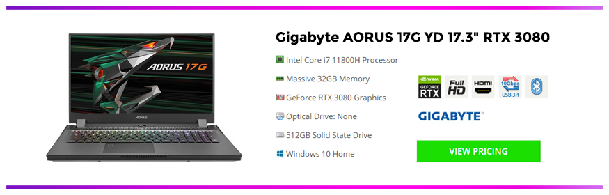 Gigabyte AORUS 17G YD 17.3 RTX 3080 Gaming Laptop