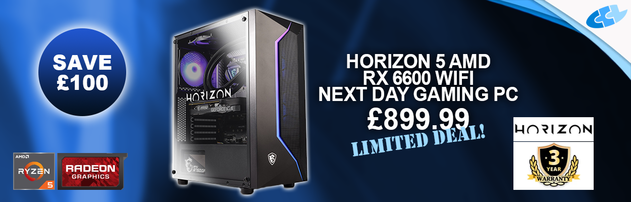 Horizon 5 AMD RX 6600 WiFi Next Day Gaming PC