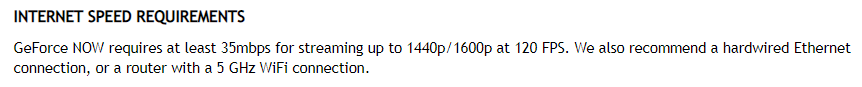 INTERNET SPEED REQUIREMENTS - GeForce Now RTX 3080
