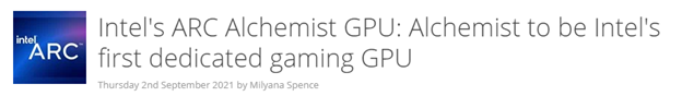 Intel's ARC Alchemist GPU: Alchemist to be Intel's first dedicated gaming GPU