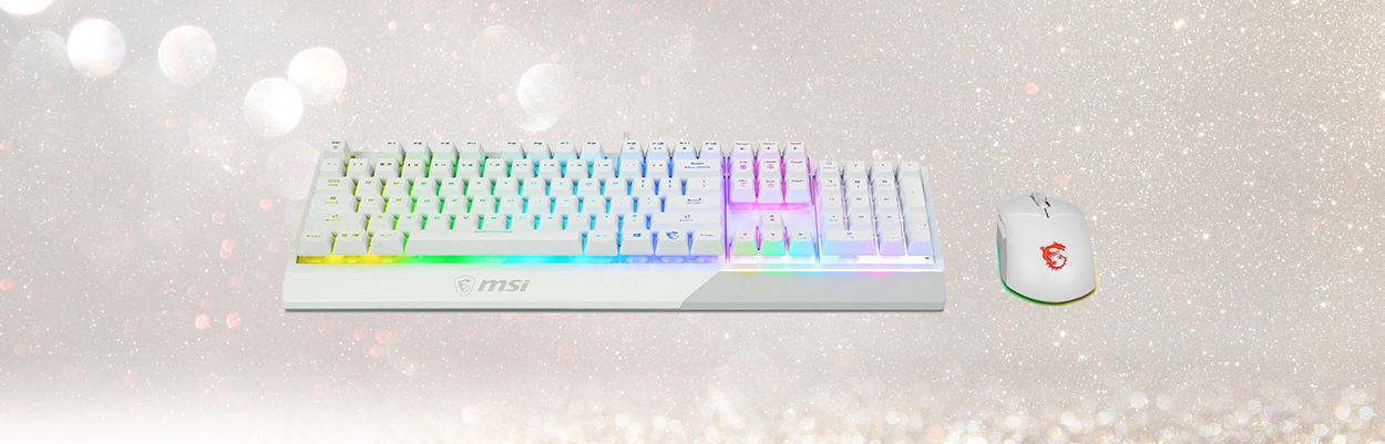 White MSI Vigor GK30 Combo RGB Mem-Chanical Keyboard and Mouse Bundle