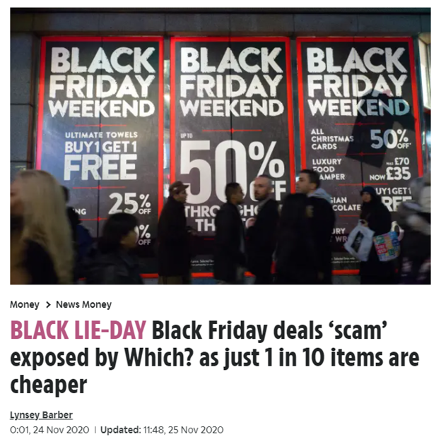 Black Friday Deals 2020 - Which? research finds 1 in 10 items are cheaper before Black Friday and Cyber Monday