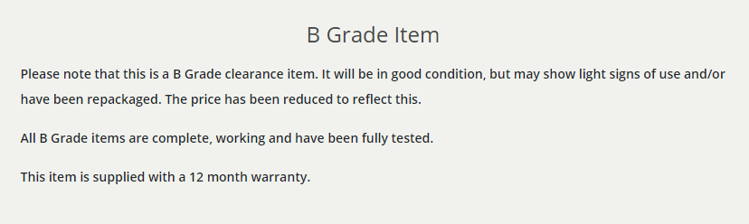 B Grade Components and Products