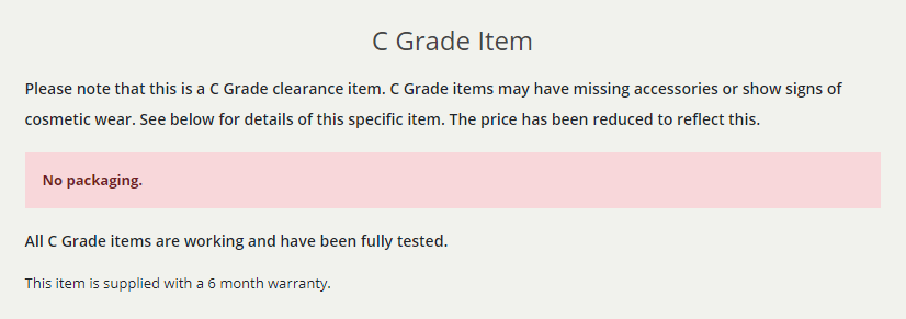 C Grade Components and Products