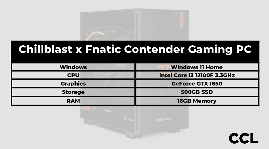 ChillBlast Fnatic Contender Specs
