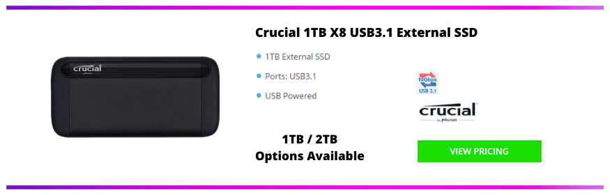 Crucial 1TB X8 USB3.1 External SSD