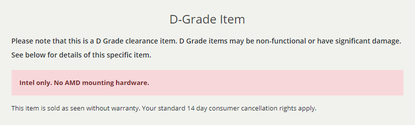 D Grade Components and Products