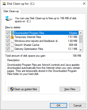 Disk clean-up options