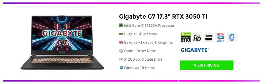 Gigabyte G7 Gaming Laptop Under ?1000