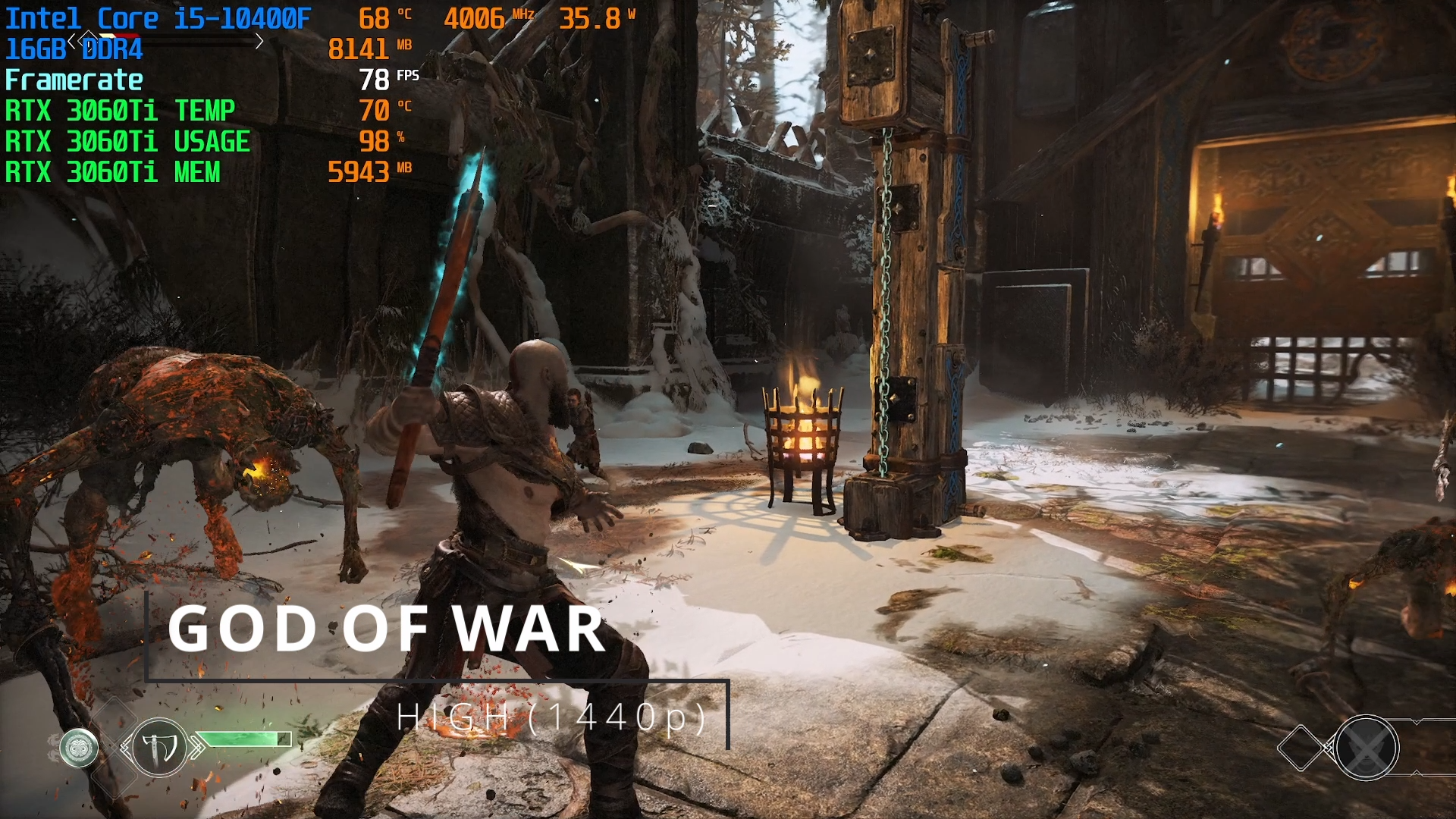 God of War 1440p High RTX 3060 Ti Benchmark