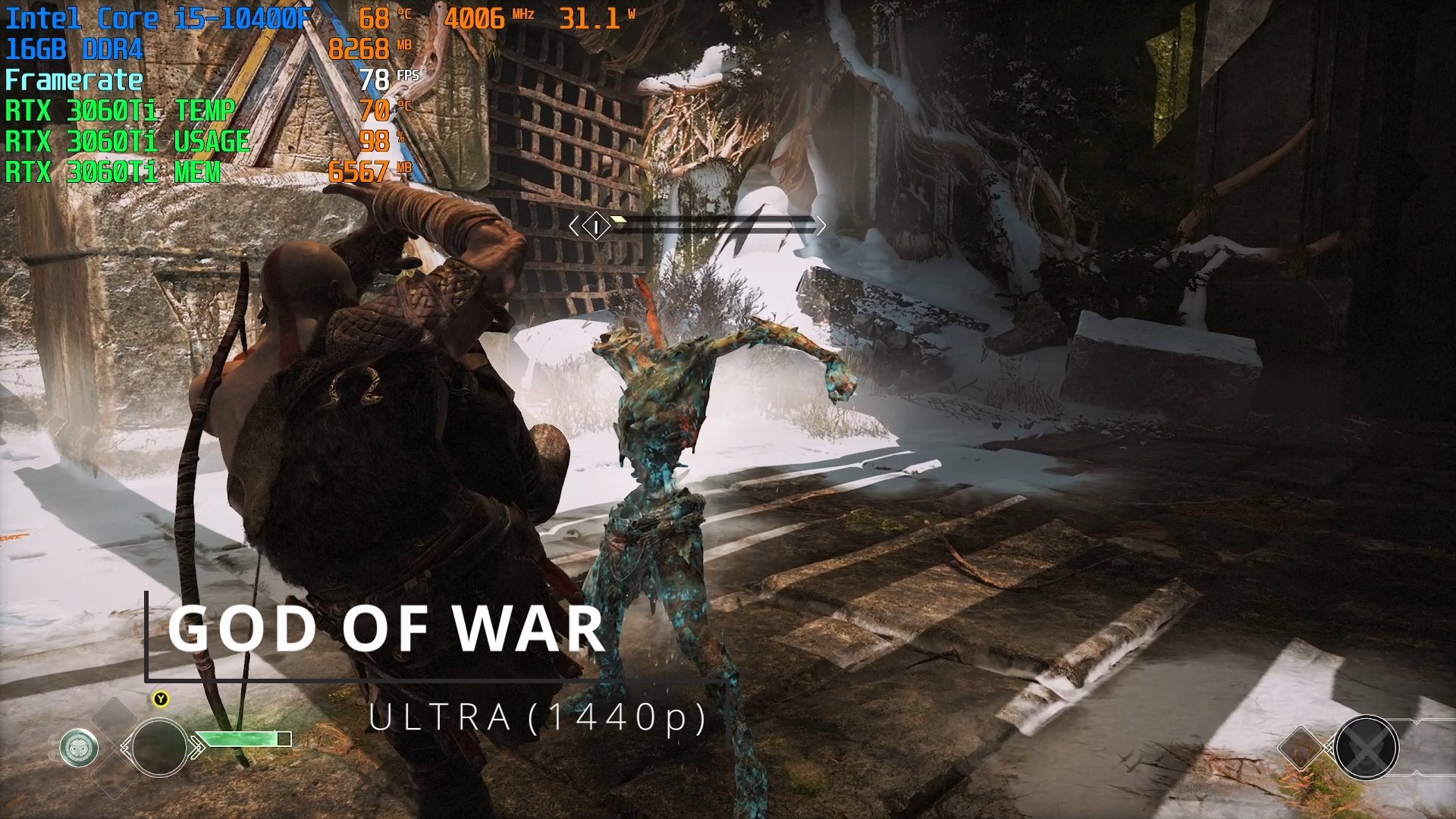 God of War 1440p Ultra RTX 3060 Ti Benchmark