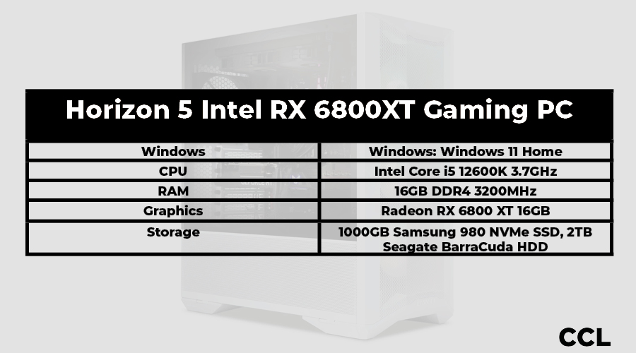 Horizon 5 Intel RX 6800XT Gaming PC