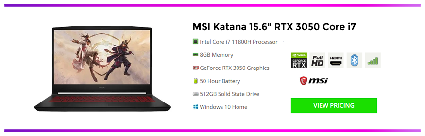 MSI Katana 15.6 RTX 3050 Core i7