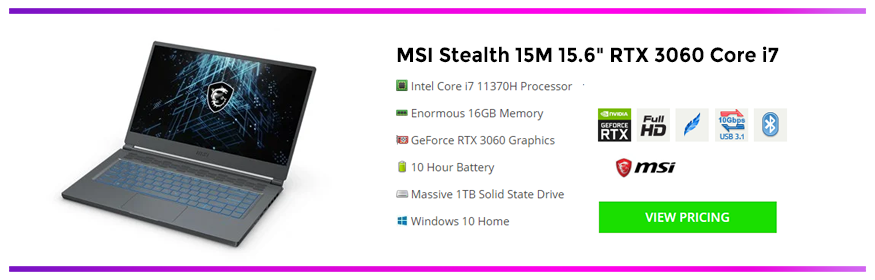 MSI Stealth 15M 15.6 RTX 3060 Core i7