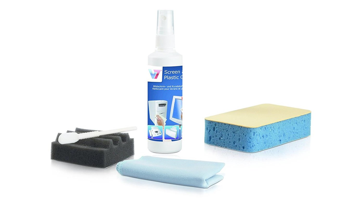 V7 Cleaning Computer Kit - 125ml Cleaner with Cloth Foams