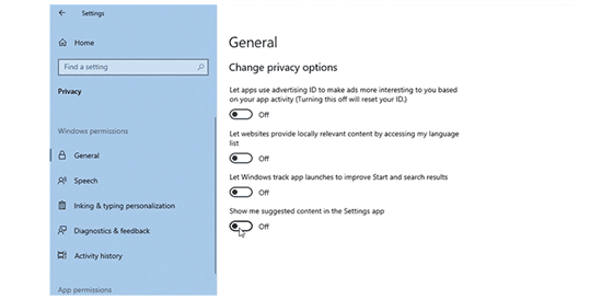 Turn Off Ads In Privacy Settings