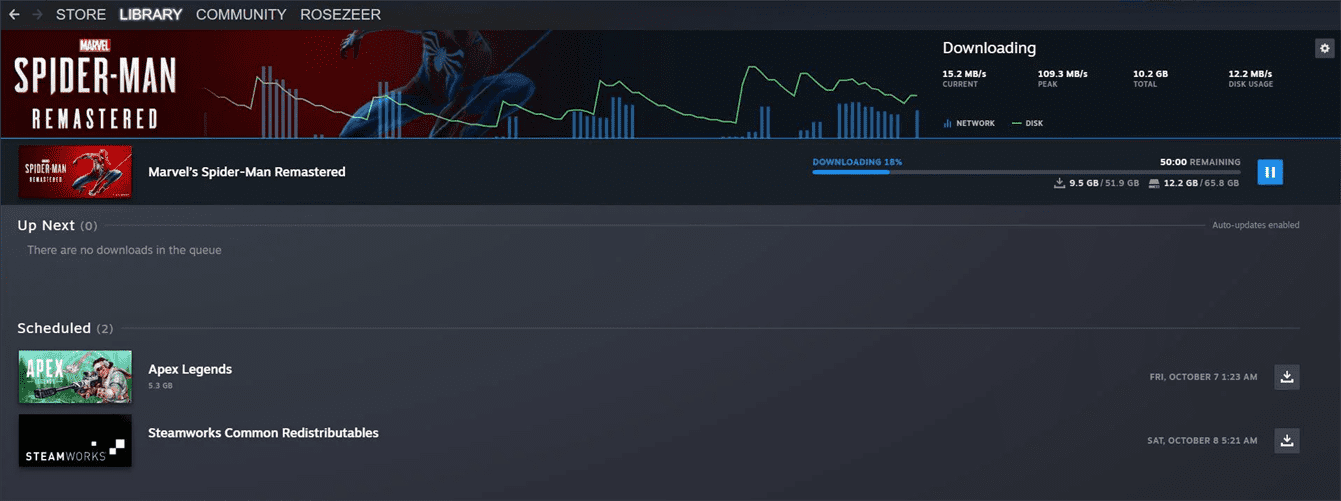 Steam download games - energy usage