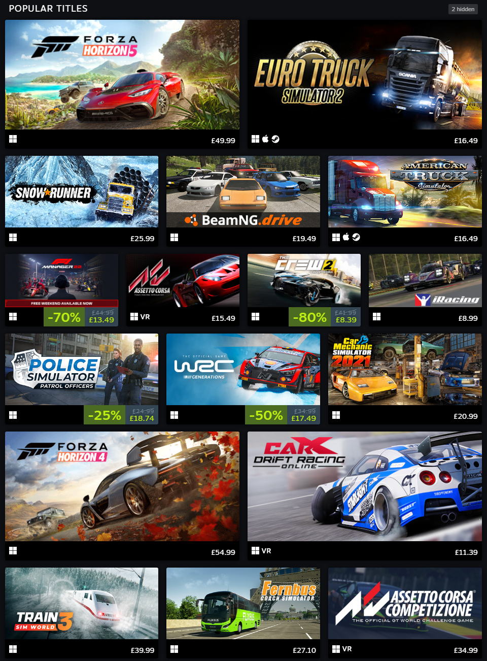 Steam Driving Sims