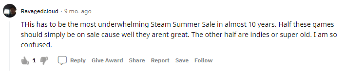 Steam Summer Sale Reddit Comments