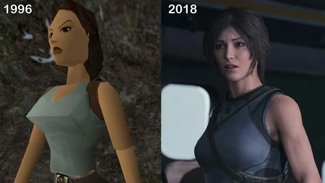 Graphics comparison between 1996 Tomb Raider and Rise of the Tomb Raider 2018
