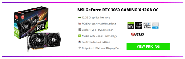 MSI GeForce RTX 3060 GAMING X 12GB OC GPU