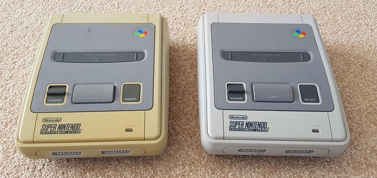 Yellow Nicotine Stained SNES Console