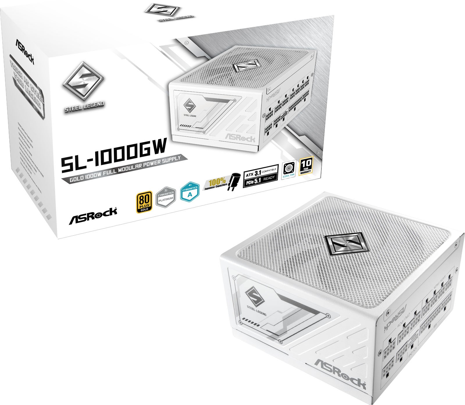 1000W ASRock Steel Legend 1000GW Modular 80 Plus Gold PSU