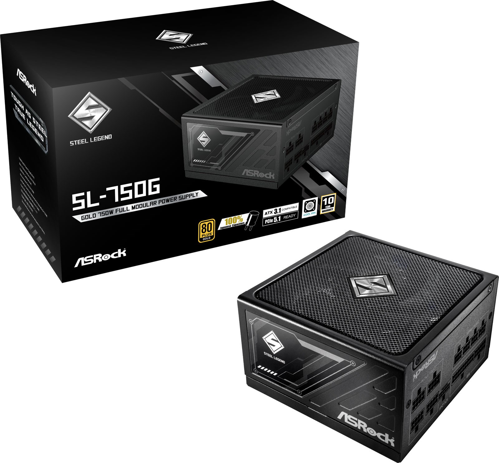 750W ASRock Steel Legend 750G Modular 80 Plus Gold PSU