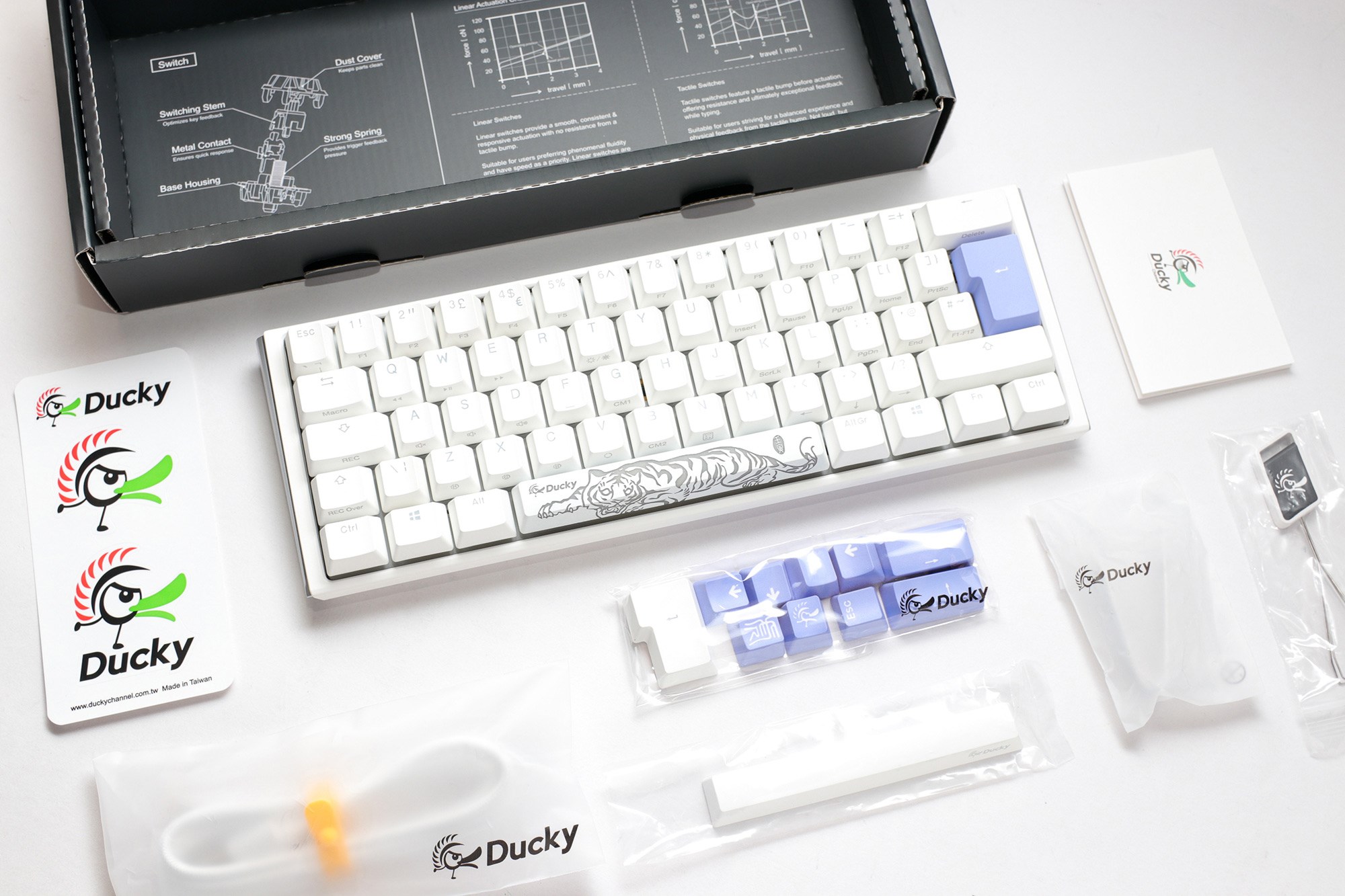 Ducky One 3 Classic Mini Mechanical USB Keyboard in Pure White, 60