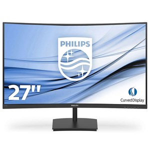 Philips E Line 271E1SCA 27 inch LED Backlit Monitor, 1500R Curved, 1920 x 1080 Full HD resolution, VA Panel, FreeSync, 4ms Response, HDMI, VGA Inputs, Speakers (Textured Black)