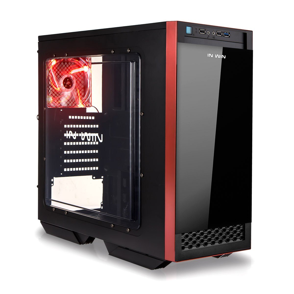 Inwin 503 Midi Tower Gaming Case - Black - 503RED/BLK | CCL Computers