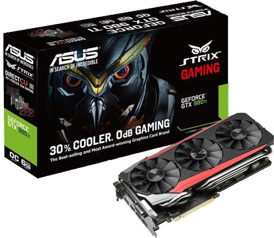 Asus STRIX-GTX980TI-DC3OC-6GD5-GAMING Graphics Card nVidia GeForce GTX ...