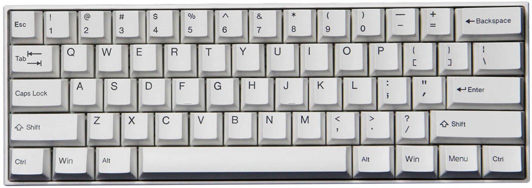 black keyboard with white keycaps